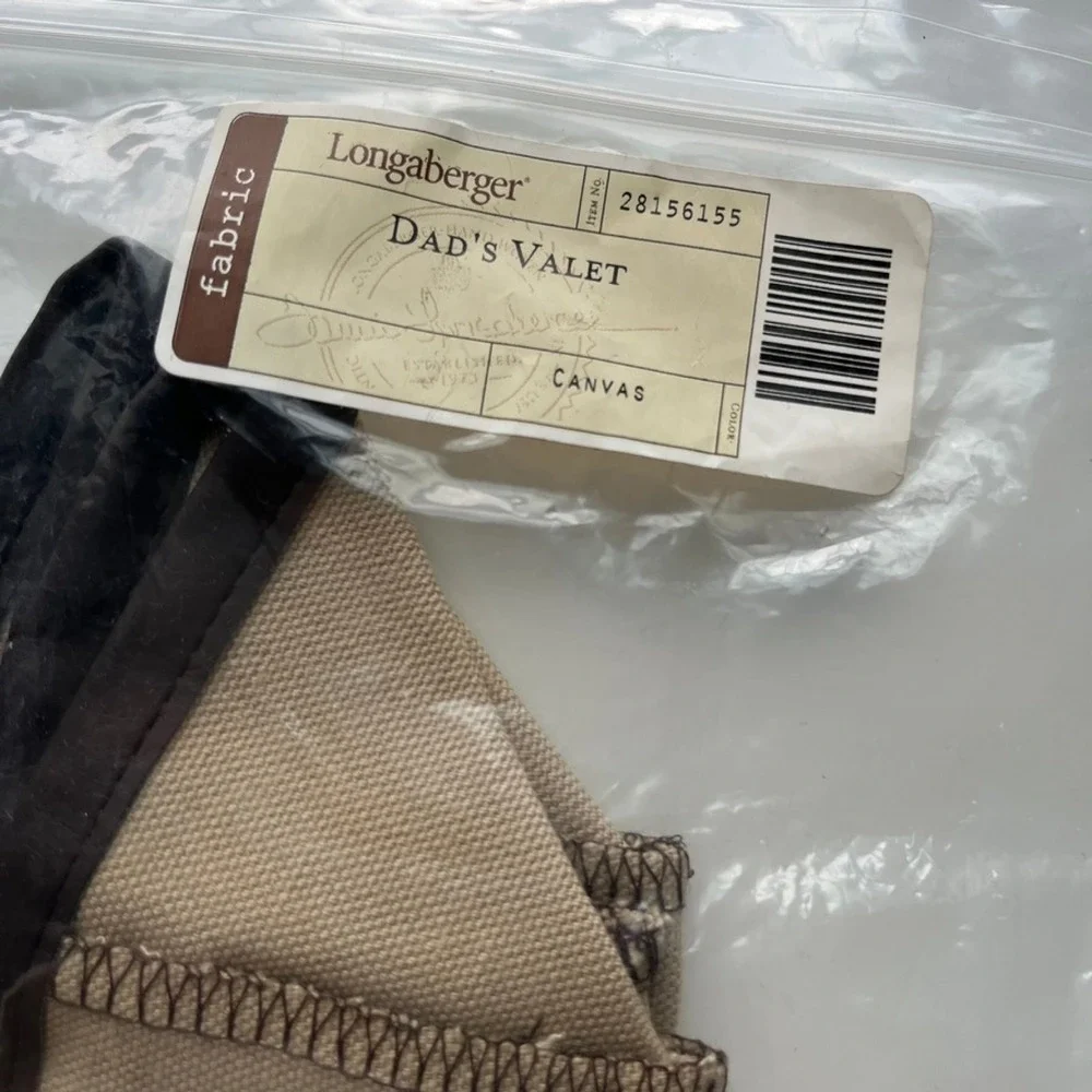 Longaberger Dad's Valet Basket Fabric Liner Canvas 28156155 Tan Brown